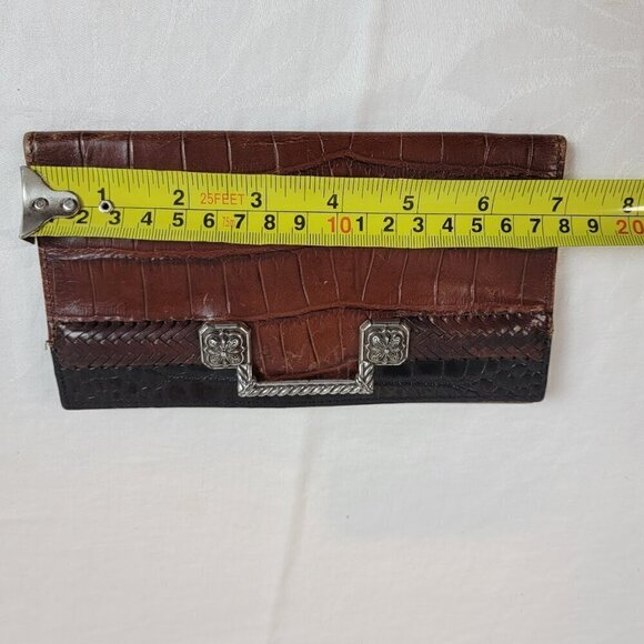 Brighton Boston Black and Brown Wallet / Organizer Crossbody. Croc pattern - Picture 8 of 8